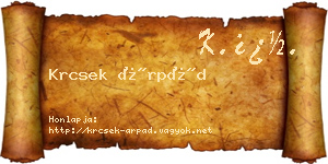 Krcsek Árpád névjegykártya